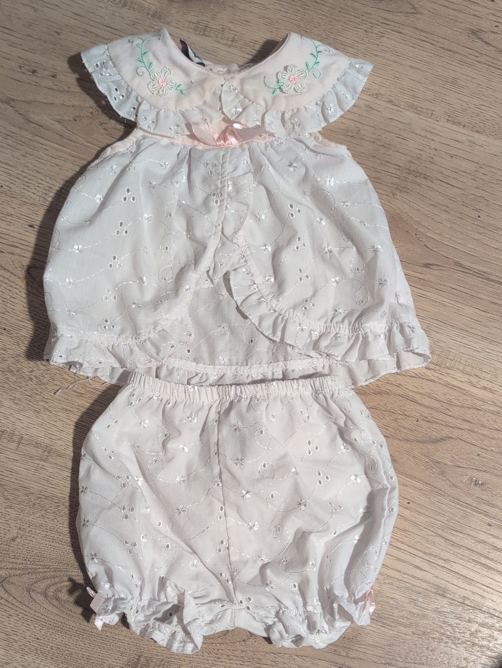 Infant Eyelet Bloomers Set - Light Pink